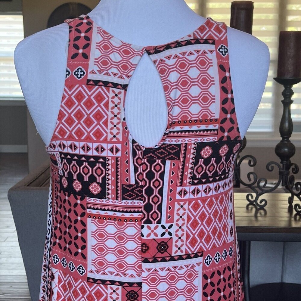 Bobbie Brooks Sleeveless Knit Dress Small Soft Casual Summer Patchwork Print S - Picture 6 of 14